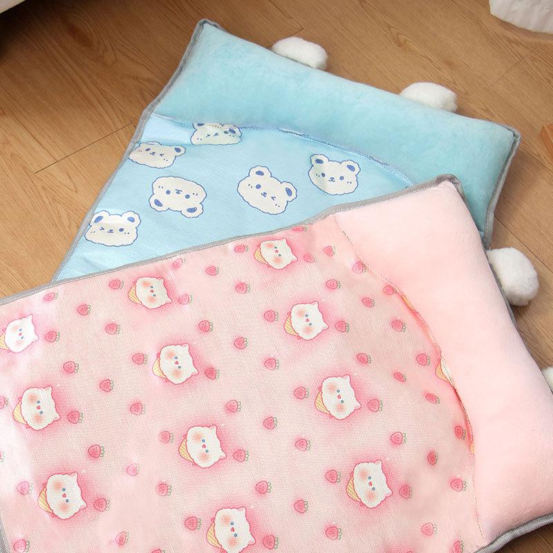 Dog's Nest Cat's Nest Summer Ice Silk Cold Mat Dog's Nest with Pillow Teddy Small Medium Sized Dog Bed Four Seasons Universal