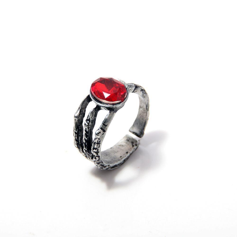 Game Dark Souls Ring Black Red Sapphire Vintage Style Ring Adjustable Metal Rings For Women Men Cosplay Jewelry Accessories Gift
