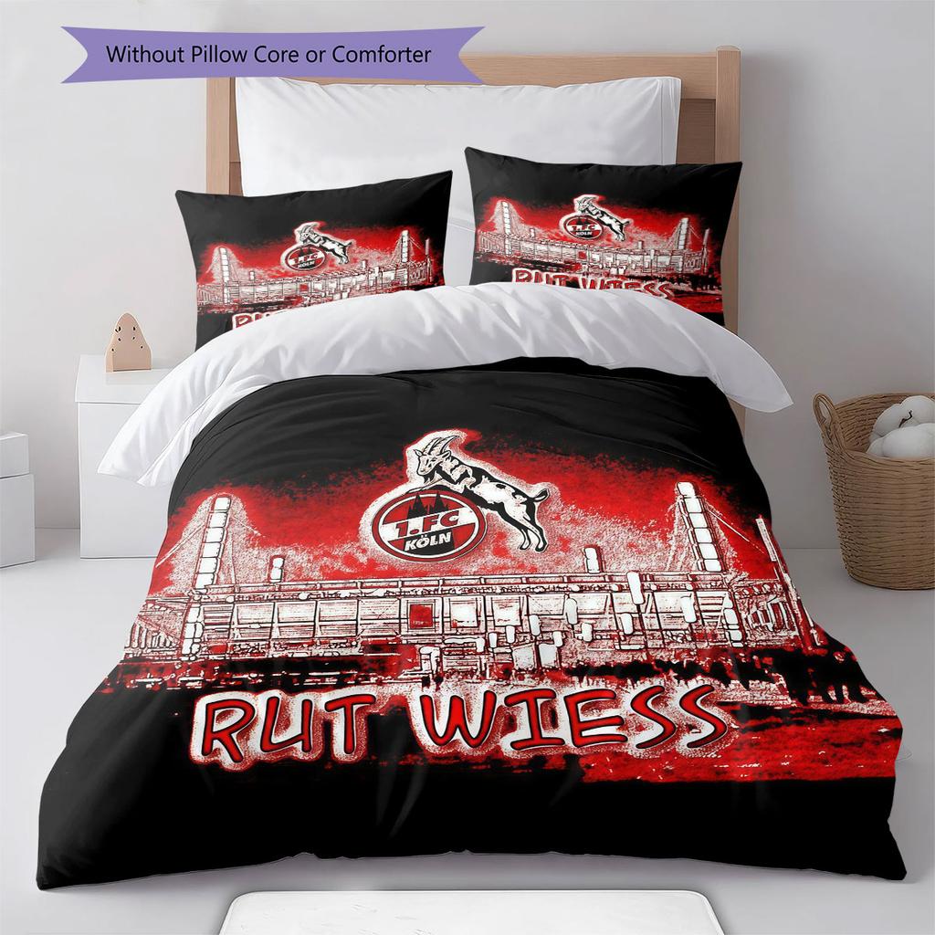 Biancheria da letto con motivo logo FC Köln Decorazione per la casa Regalo di compleanno ( 1 copripiumino + 2 federe, senza imbottitura),merchandising per fan.