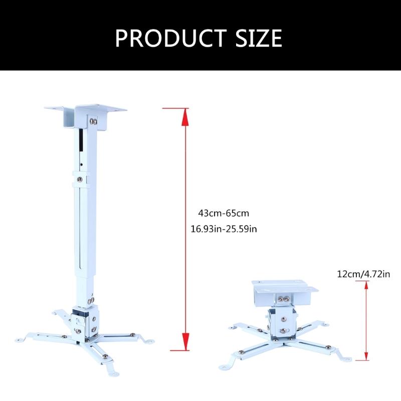 Adjustable Projector Mount Bracket 43-65cm, Projector Ceiling Mount Ceiling and Wall Support, Holds Up To 15kg, Black