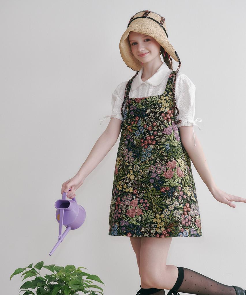 Tusyesongjeu Garden Flower Jacquard Dress