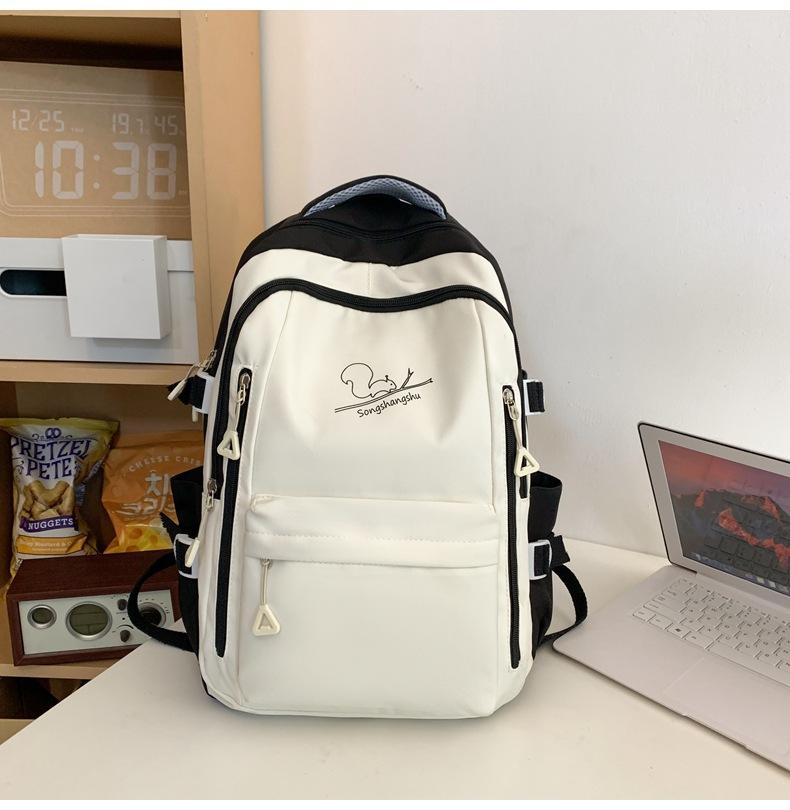 Schoolbag new trendy junior and senior high school student backpack, simple casual backpack, fashionable collegiate style patchwork color backpack,