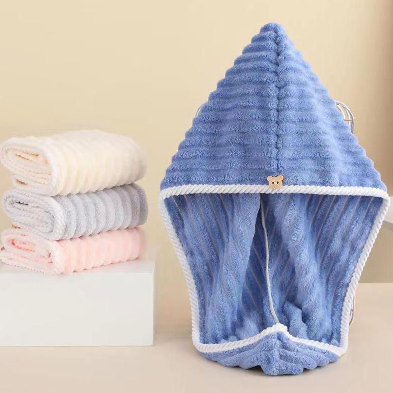 Wave Pattern Dry Hair Cap Towel Thickened Soft Strong Water Absorption Cute Quick-Drying Headband
