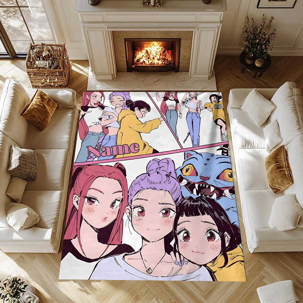 Kpop Demon Hunters Customize your name rug, office chair cushion, home bedroom living room gift.