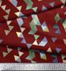 Soimoi Red Japan Crepe Satin Fabric Triangle Art Geometric Decor Fabric Printed metre 42 Inch