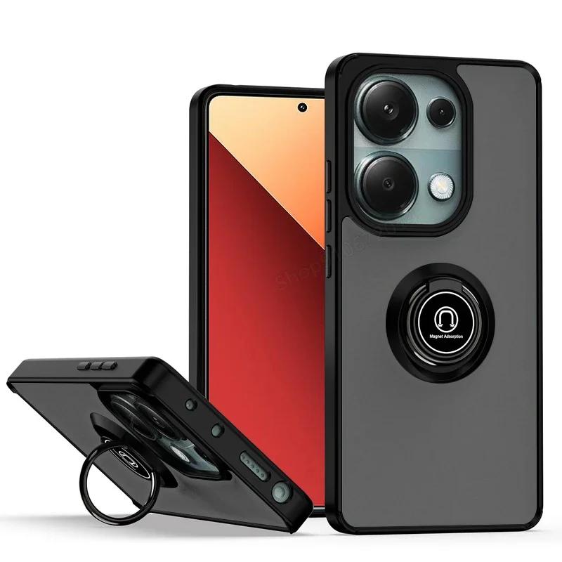Magnetic Matte Ring Holder Case for Redmi Xiaomi 14T 12T Note 12 13 Ultra  Pro Plus 14 13C 14C X6 4 5G  Deluxe Shockproof Cover