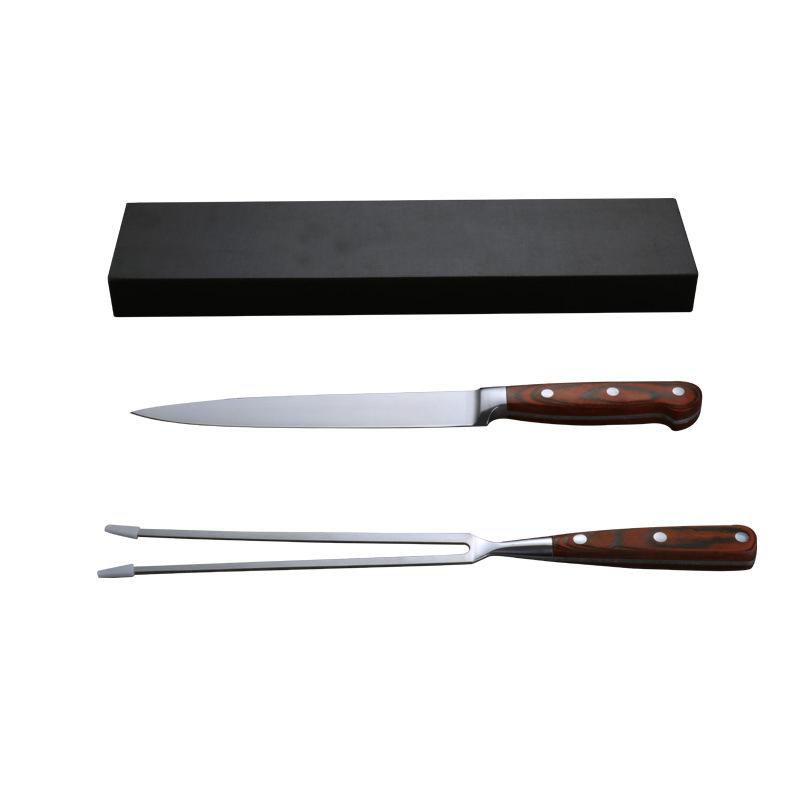 FINDKING 2 Pcs 8 Inch Fork And 7.5 Inch Carving Knife Stainless Steel Forged Carving Fork Kitchen Roast Grilling BBQ Barbecue