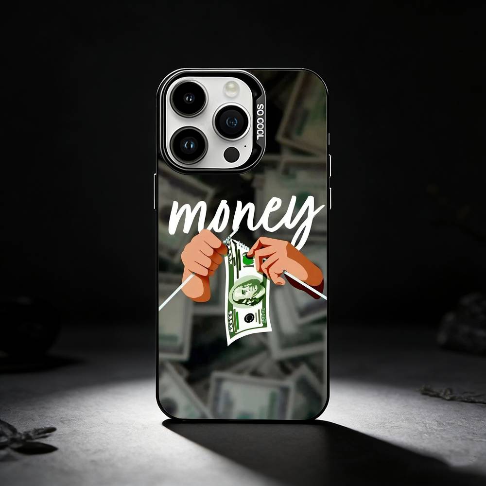 Dollar Bill Money Phone Case For iPhone 17,16,15,14,13,12,11 Plus,Pro Max,XS,Colored silver phone case