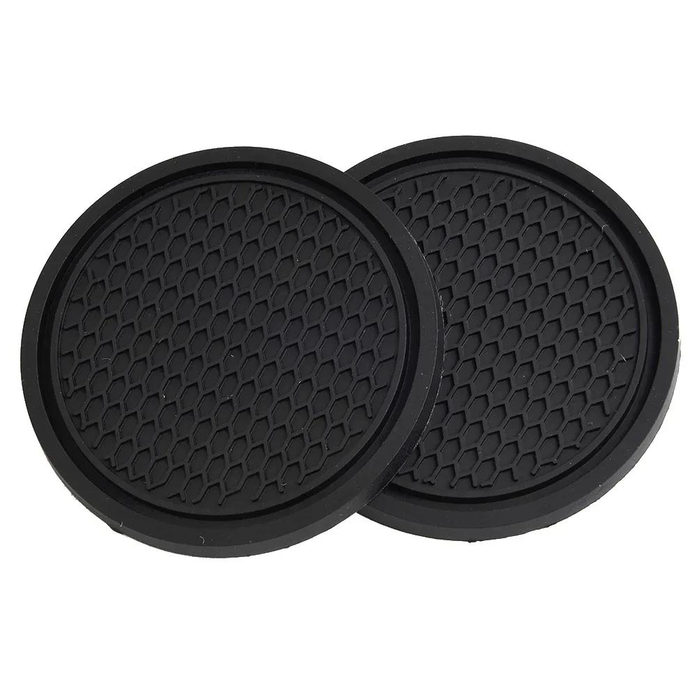 2pcs Black Car Auto Cup Holder Anti Slip Insert Coasters Pads Interior Accessories For Most Cups Accessories