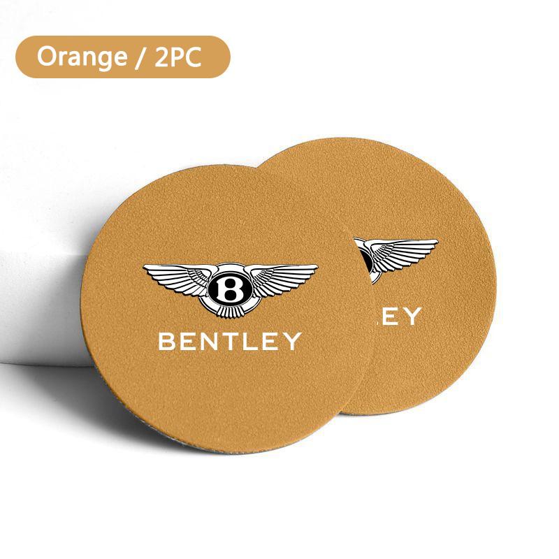 2Pcs Suede Leather Car Water Cup Mat Coaster Pad For New Bentley Flying Spur Continental GT Bentayga Mulsanne Interior Accessory
