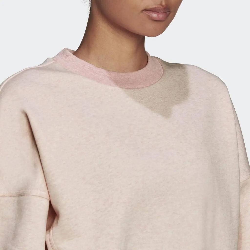 Adidas Plain Loose Round Neck Pullover Sweatshirt Women Tops Light-Pink HE4147