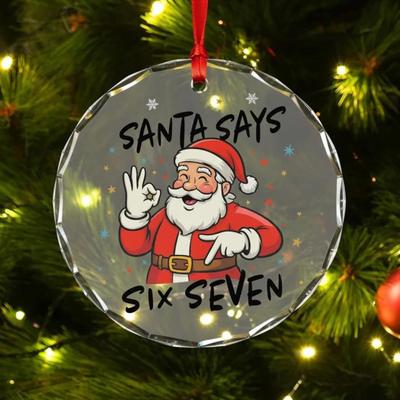 Weihnachtsornament Santa Sagt Sechs Sieben Lustiges 67 Meme Hängeornament Weihnachts-Gag-Geschenk für Freunde Familie