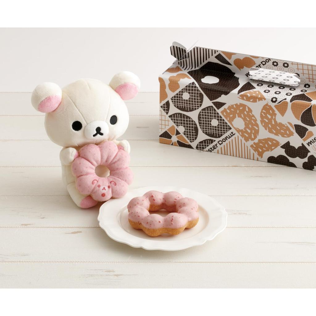 San-X Rilakkuma "Rilakkuma x Mister Donut" Donut-Eating Plush Toy Korilakkuma (Pon de Strawberry) MV27201 H160 x W150 x D100mm