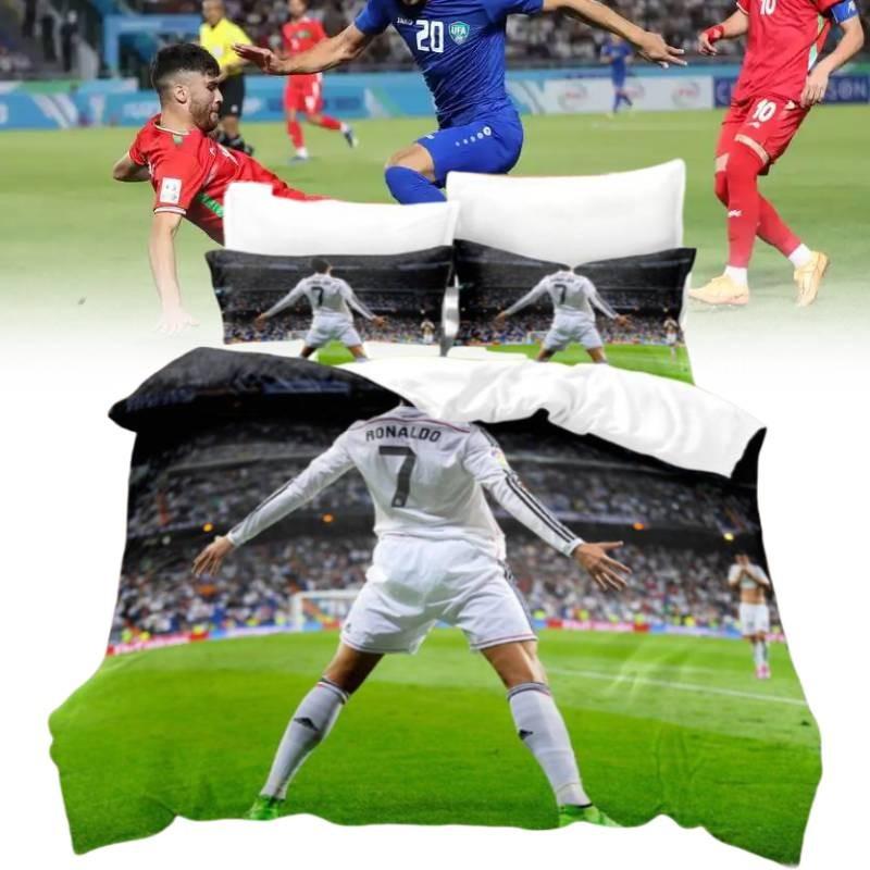 Printing Football Digital Bed Set Single Double King Duvet Pillowcase Cover