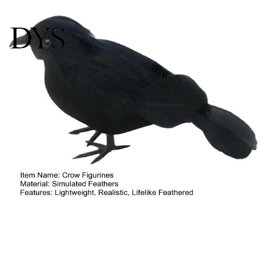 Realistic Feathered Crows Black Crow Halloween Decor, Lifelike Raven Figurine Prop Simulation Ravens for Haunted House, Artificial Bird Ornament Party