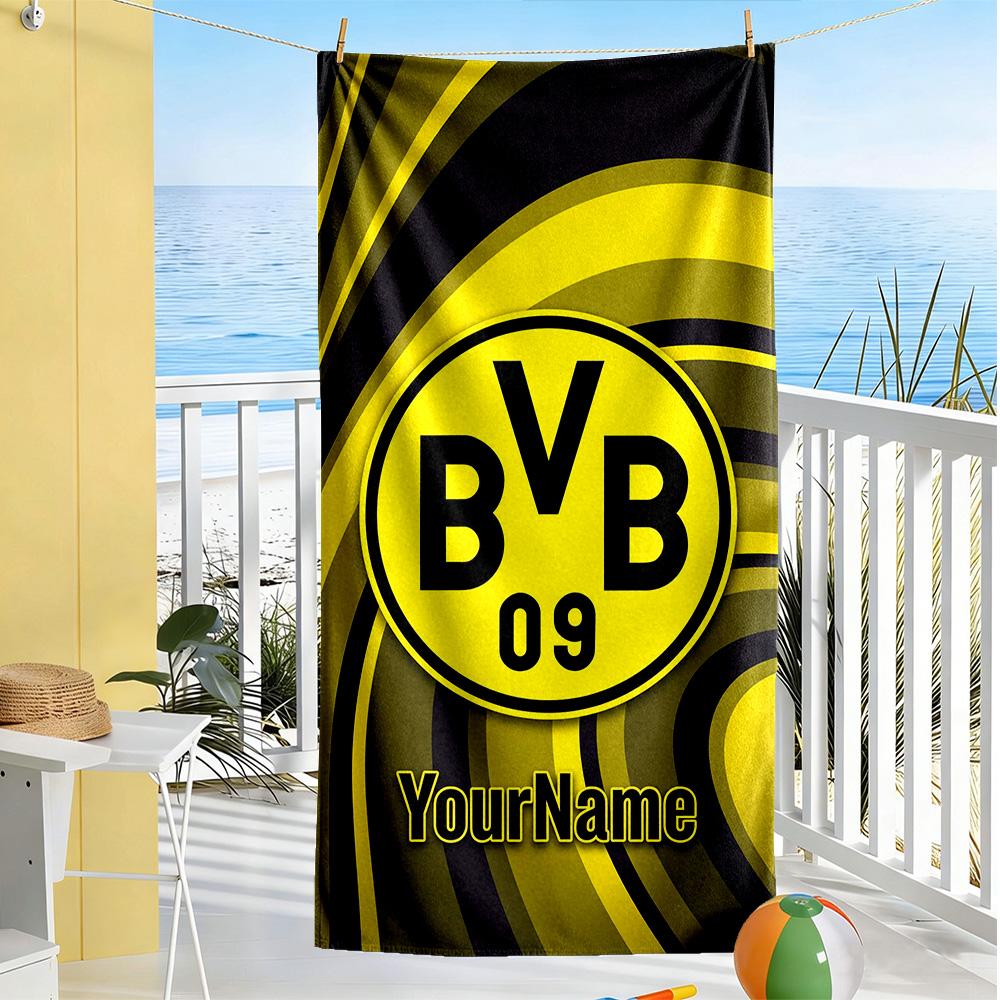 Borussia Dortmund Customized Name Beach Towel Soft Durable Quick-Dry Ideal for Travel Outdoor Swim Pool Yoga Surf Camping Hiking Gym Gift Holiday