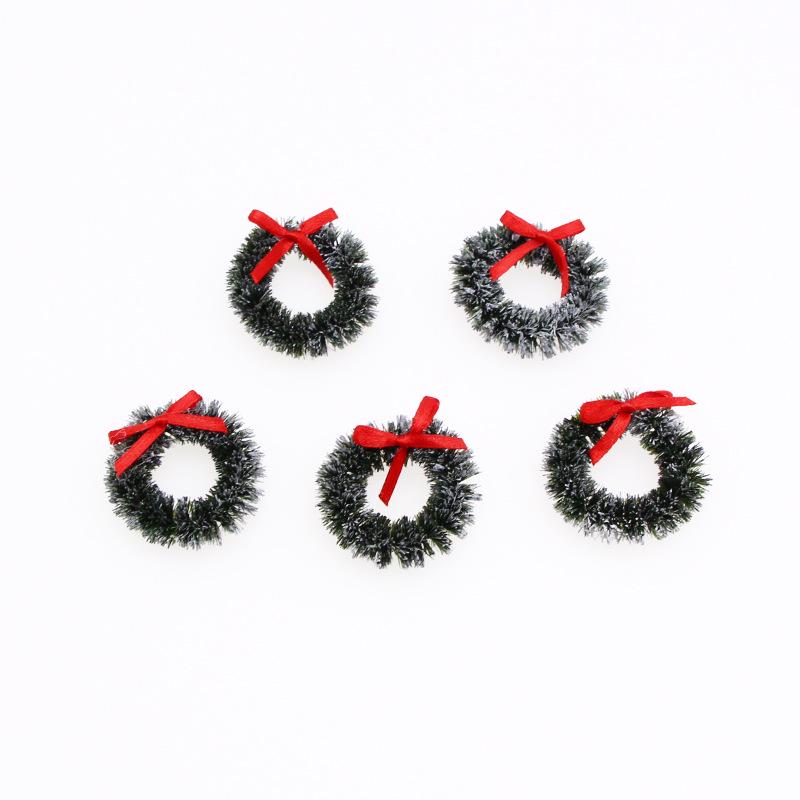 1:12 Dollhouse 4cm Christmas Wreath Ornament - Miniature Festive Hanging Prop