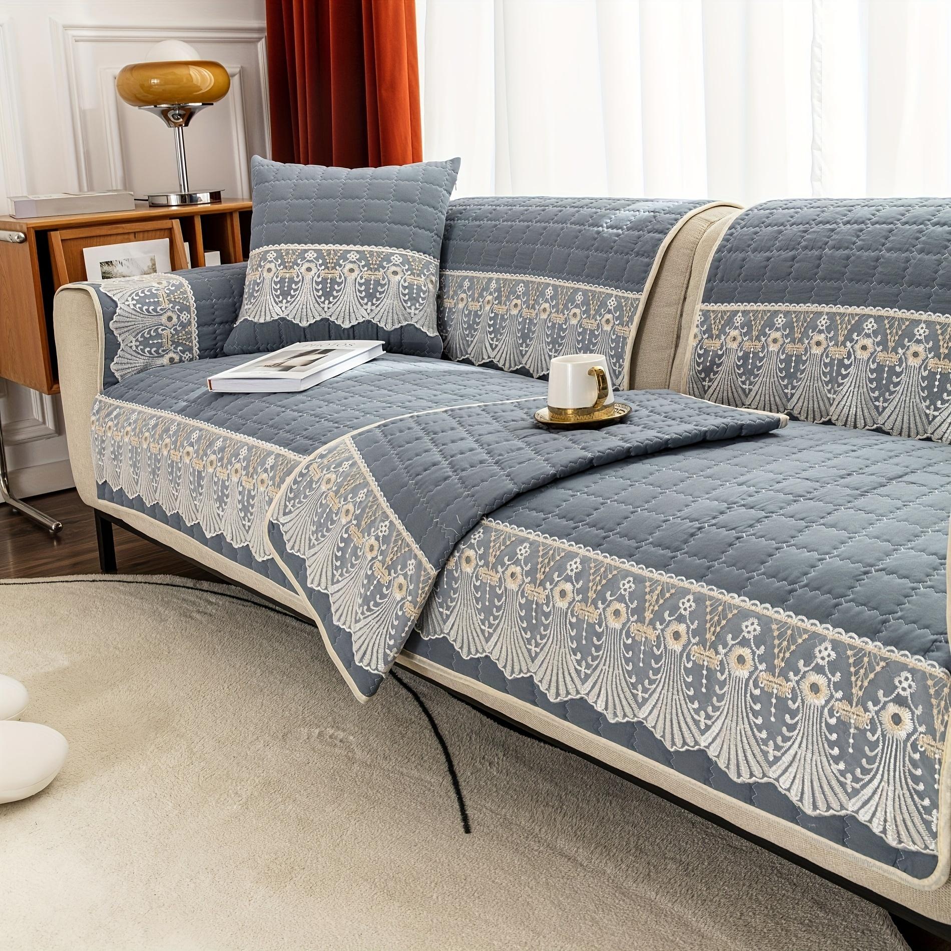 

Нескользящий чехол для дивана в клетку с кружевом, протектор для шезлонга, четырехсезонный универсальный эластичный угловой диван, подушка, полотенце, 1/2/3/4-местный 70X70cm