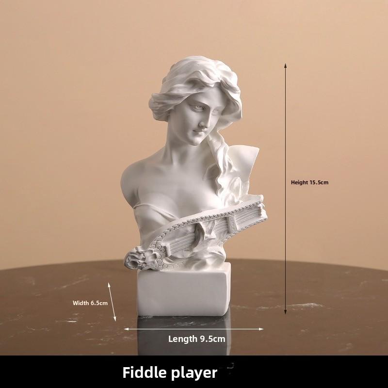 

Nordic Greek Resin Statue David Harp Lady Art Sketch Still Life Decor