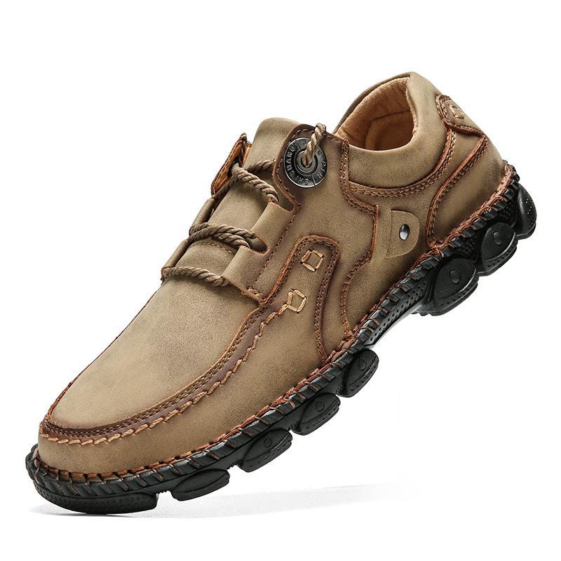 Autumn and winter new retro outdoor casual men's shoes large size 48 sewn small leather shoes men's comfort