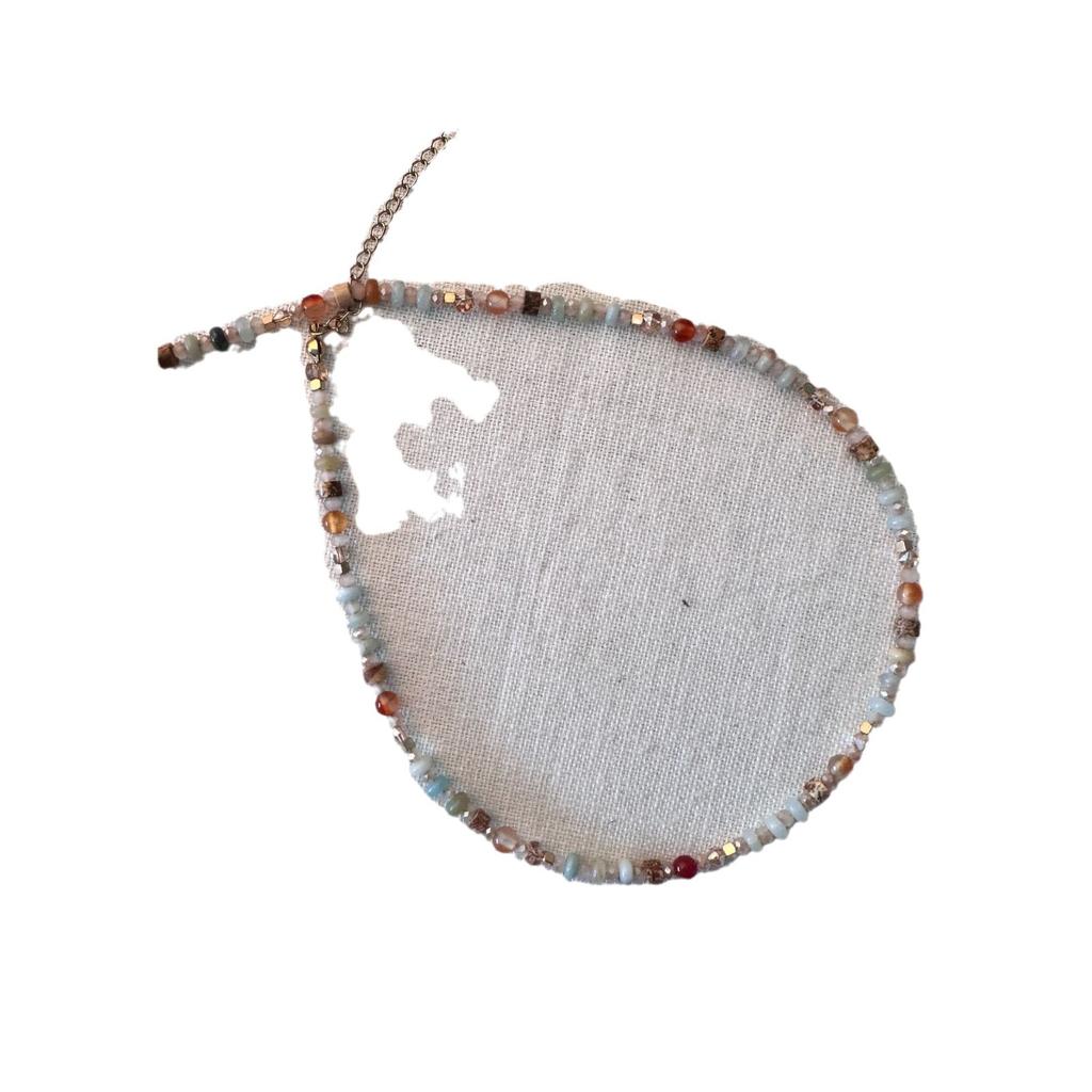 Rice Bead Necklace, Colorful Rice Grain Starry Sky Necklace, Handmade Collarbone Chain, Niche Design, Light Luxury, Multiple Wearing Methods
