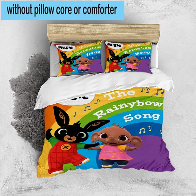 3PCS Bunny And Friends Adventure 3pcs Bedding,Including 3PCS Duvet Cover And 2pcs Pillowcases Perfect for Christmas,Ideal for Bedroom, Dormitory