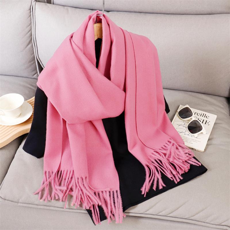 New Winer Poncho Warm Cashmere Scarf for Women Fashion Solid Thick Blanket Pashmina Shawl Wrap Female Bufanda Echarpe Foulard