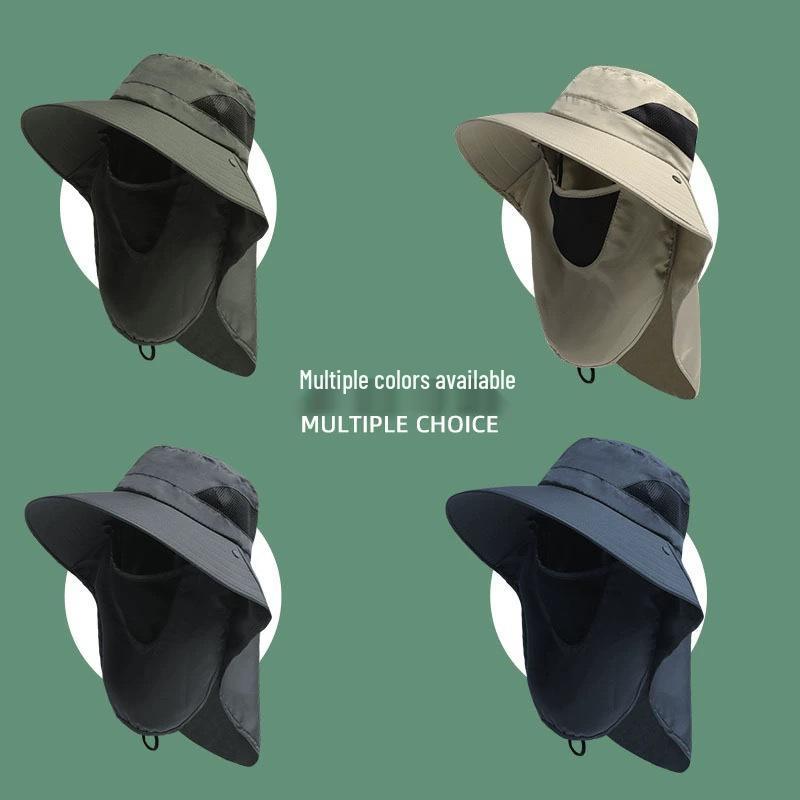 Popolare Cappello da Sole da Uomo a Tesa Larga con Mascherina - Stile Giapponese per Pesca, Alpinismo e Protezione Solare