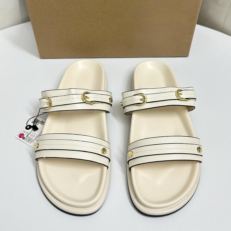 Sandálias Rasteirinhas Femininas Casuais da Moda com Sola Grossa 2025 Verão Retrô Design Fivela de Cinto Slip on Bico Aberto Marca Caminhada Sapatos de Praia para Mulher