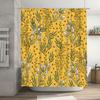 Floral Shower Curtain Decorative Bath Mat Pvc Waterproof Bathroom Decor Wall Hanging Printed Water Splatter Resistant Yellow Wit
