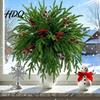 Everlasting Flower Decor for Festivals 20Pcs Christmas Norfolk Pine Picks Flocked Snow Branches with Decorative Floral Arrangements Party Red