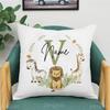 Animal with Name Pillow Case Personalized Pillow Dust Cover Bedroom Kids Wild Party Decoration Pillowcase Birthday Children Gift