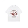 White T Shirt With Strawberry And Cartoon Character Print For Casual Wear