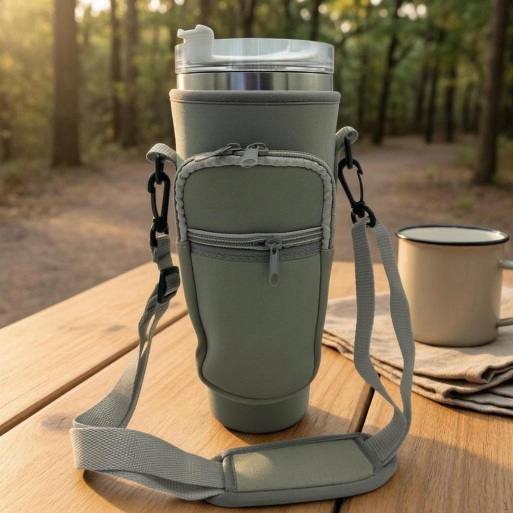 40oz Tumbler Pouch Insulated Neoprene Cup Carrier with Strap Cushioned Protection Bottle