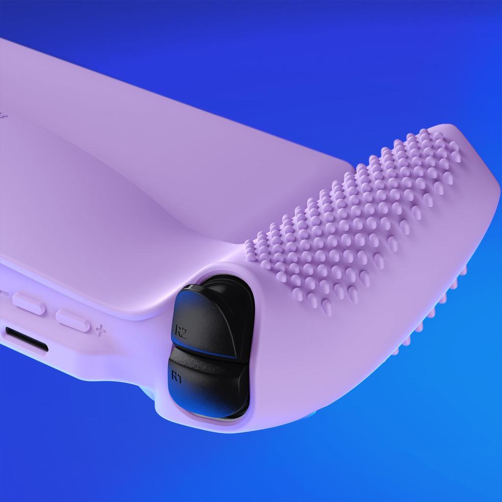 Protective cover case for PlayVital PS with 3D stud design for improved grip and stick compatible thumb grip cap Portal, anti-slip [Mauve Purple]