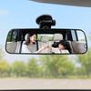 Universal Replacement Inside Car Mirror, Black Rear View Mirror with Suction Cup Mount, Adjustable Bracket, and 22 x 6 cm Mirror Panel Area Use