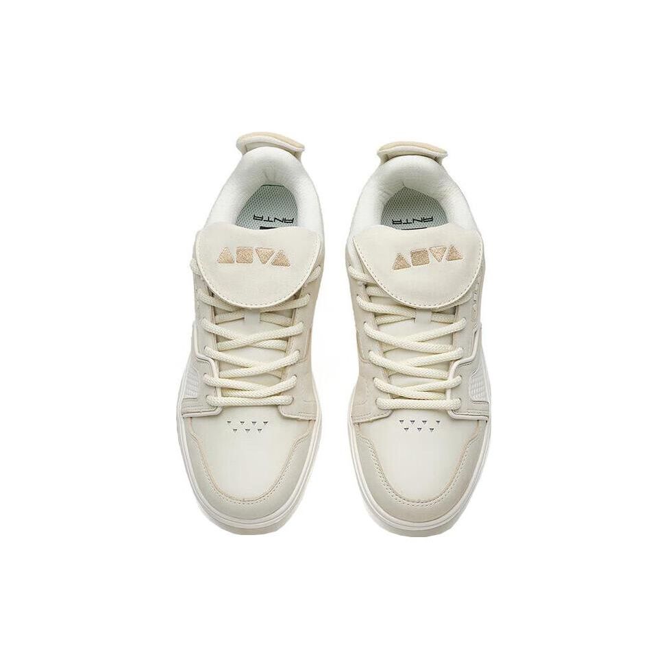 Anta Aoyu Non-Slip Shock Absorption Low-Top Skate Shoes Women Skate Shoes White Yellow 122238073-2