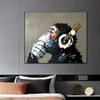 Funny Monkey Listen To Music Wall Art Oil Painting Print On Canvas Graffiti Artwork Posters Pictures for Living Room Decoration
