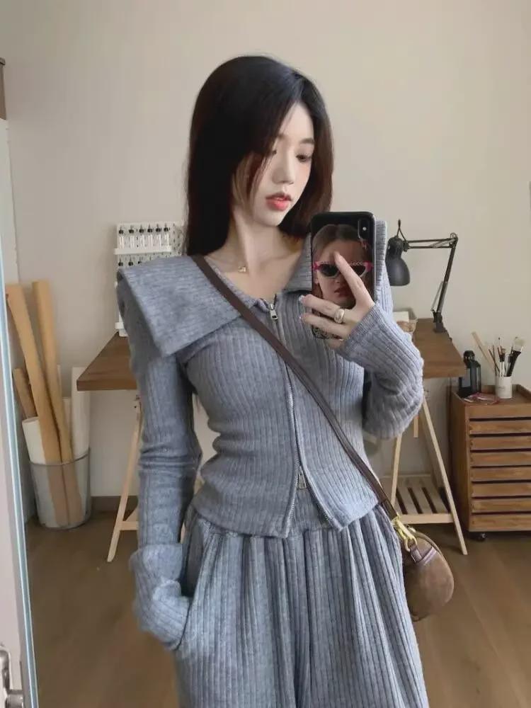 2024 Hong Kong Style Chic Women's Two-Piece Suit: Slim Lapel Top & Wide-Leg Pants