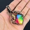 Rainbow Solar Quartz Gemstone Handmade Pure Copper Wire Wrapped Pendant Jewelry For Memorial
