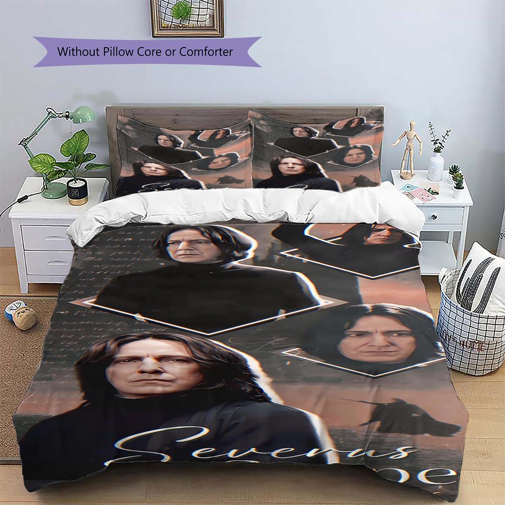 Severus Snape Pattern Bedding Quilt Set Quilt Cover Pillowcase Home Decoration Gift (1 * duvet cover + 2 * pillowcase, without core)