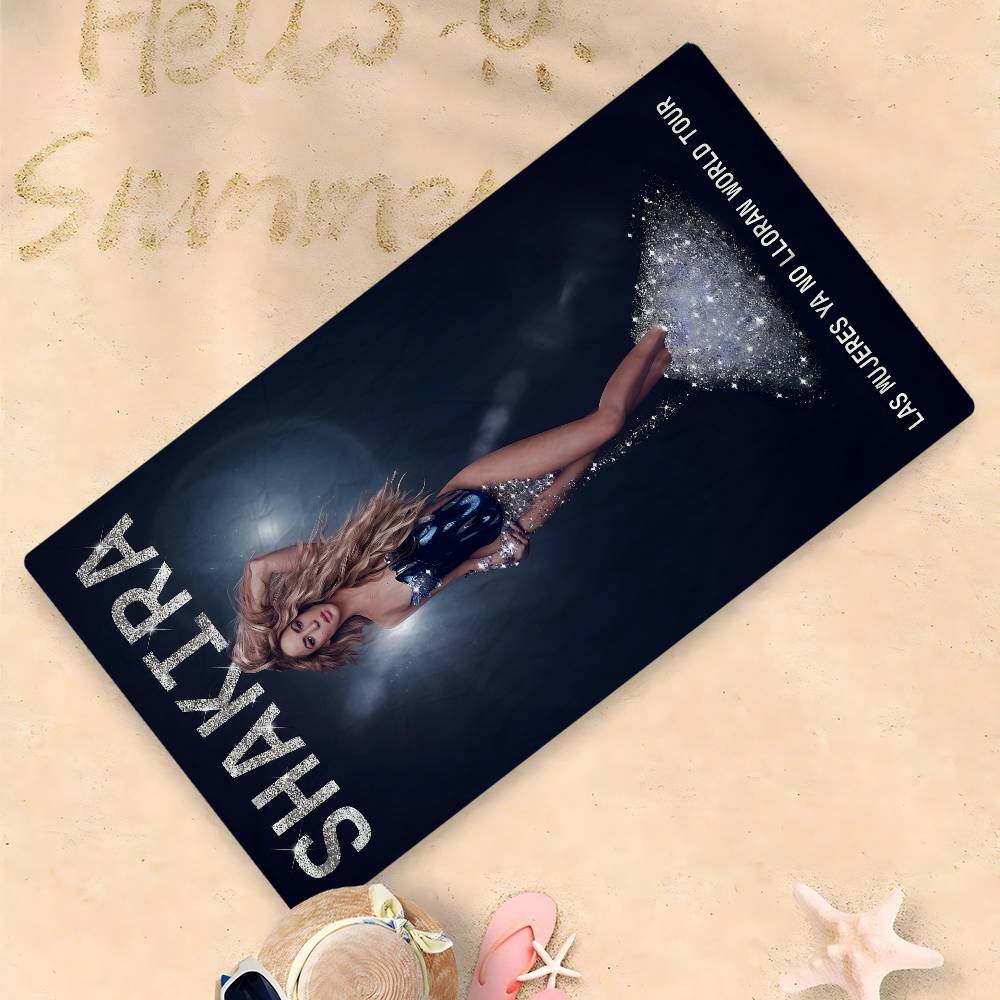 Pop Kültür Grafikleri Shakira Mikrofiber Plaj Havlusu Emici Hızlı Kuruyan Yumuşak Yoga Yüzme Tatil Köyü Dağ Tırmanışı Havlusu