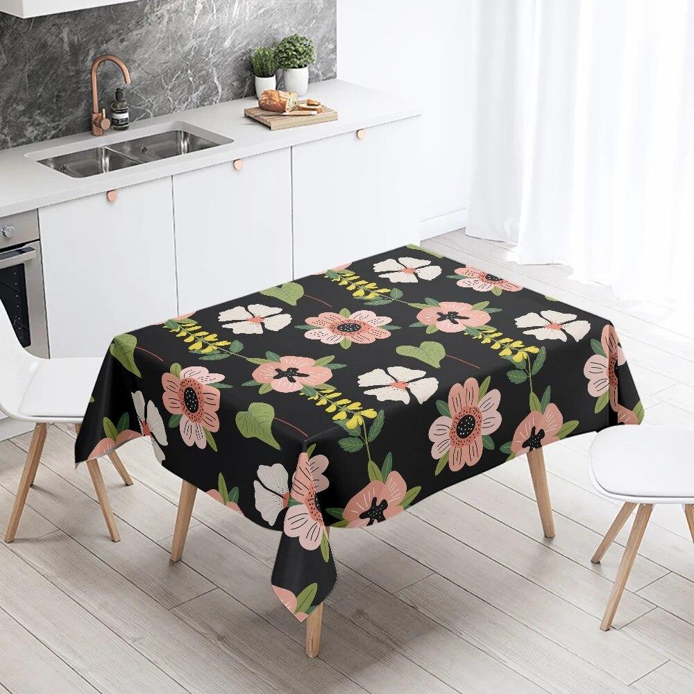 Plant Floral Rectangular Tablecloth Waterproof and Oil Resistant Wedding Party Decoration Restaurant Table Kitchen