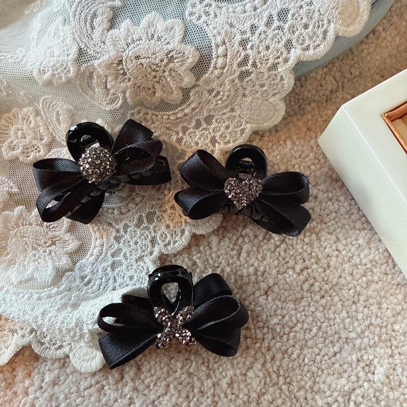 Elegant Fabric Bow Rhinestone Hair Clip, Stylish Side and Half-Up Hair Accessory for Girls