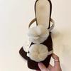 Fashion Retro Flowers Fashion Temperament One Strap Slippers Women's Outside Wear New Square Toe Open Toe Wedge Sandals