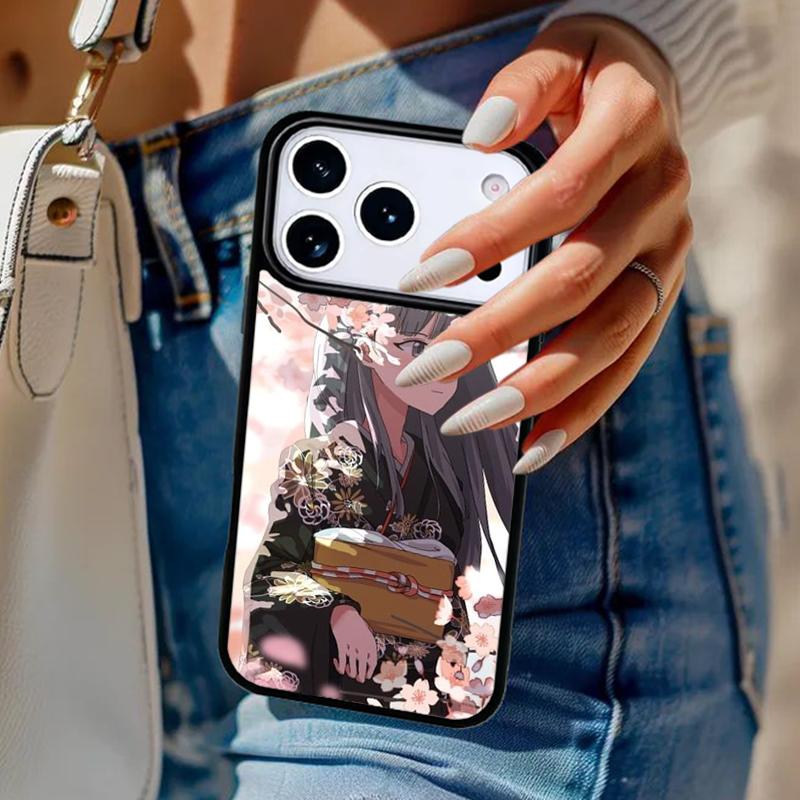 Japanese Sakura Anime Girl Phone Case For iPhone 17 Air 14 15 13 12 Max Cover For Apple 14 15 16 16e 11 Pro Max Plus