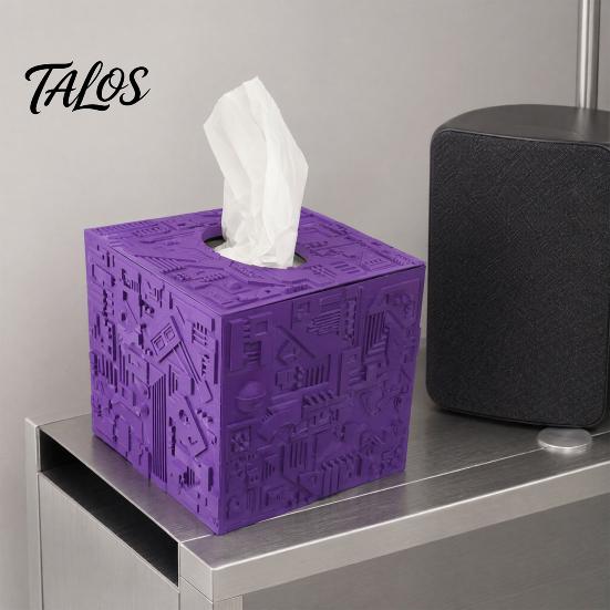 Minimalist Tissue Box Sci-fi Theme Box, with Smooth Paper Extraction, Large Capacity Cubic Design Organizer, Hard Shell Durable Desktop Decoration,