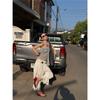 Romantic White Lace Trim Drawstring Wide-Leg Cropped Pants