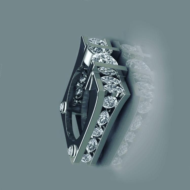 Simple Zircon Ring Boyfriend Style Europe and The United States Personality Fashion Square and Gender Neutral Ring