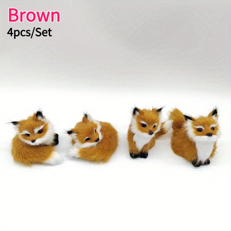 

4pc Handcraft Simulation Animal Fox Pendant Lifelike Ornaments Home Holiday Decor Halloween Thanksgiving Christmas Festival Gift